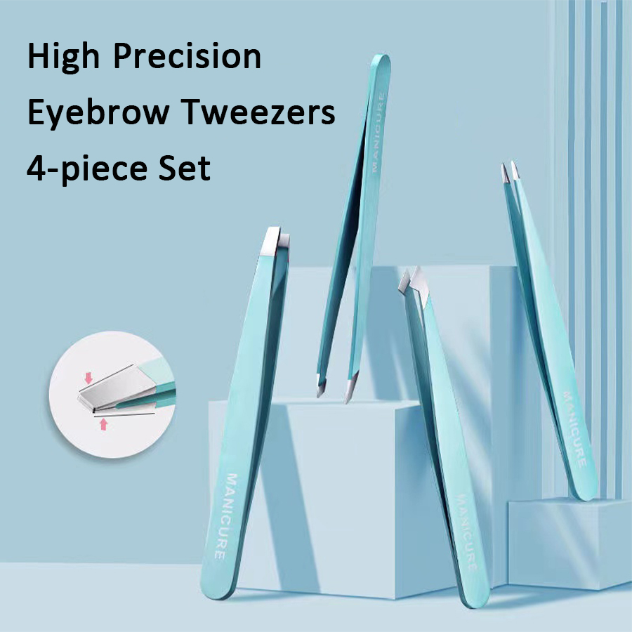 4 Pcs Colorful Eyebrow Tweezer - Beauty Hair Makeup avis et prix