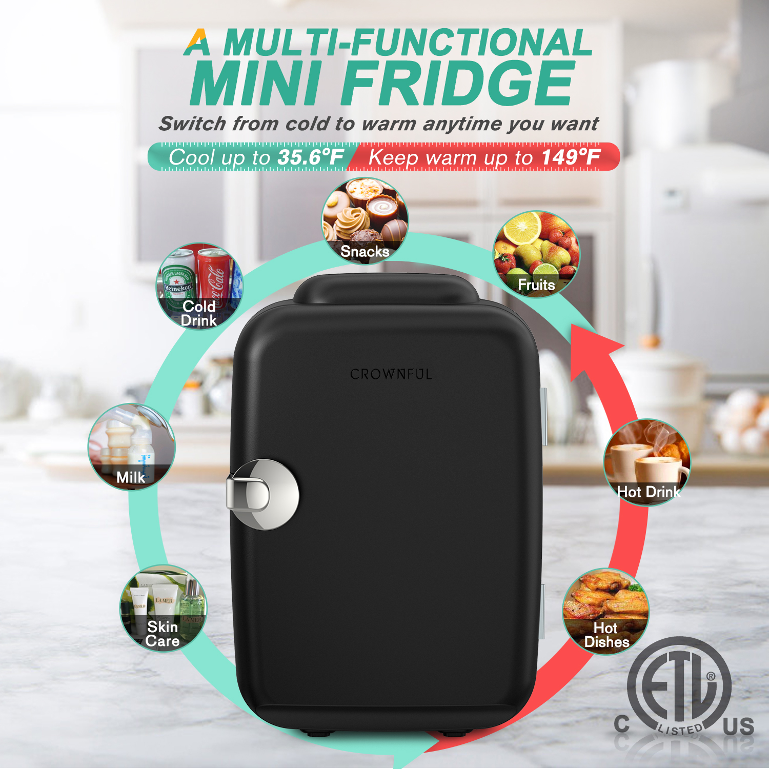 Crownful 4L Mini Fridge 110V 2 - Beauty Makeup Fridge avis et prix