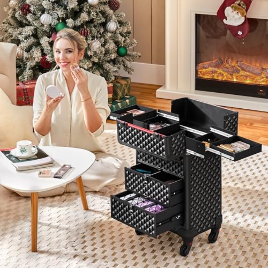 Rolling Makeup Train Case with - Beauty Hair Makeup avis et prix