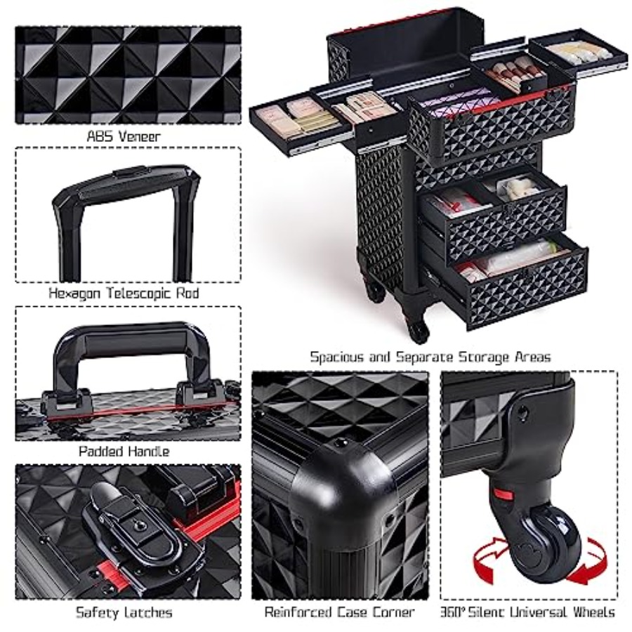 Rolling Makeup Train Case with - Beauty Hair Makeup avis et prix