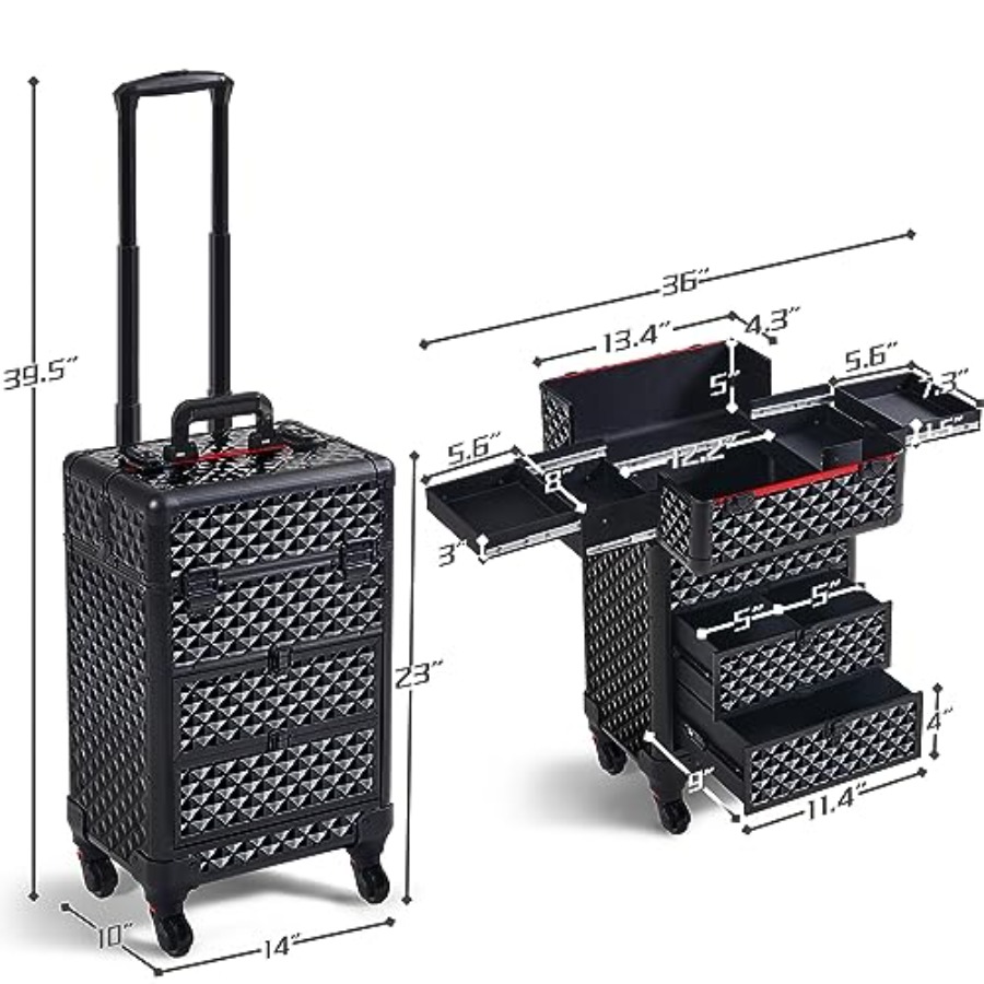 Rolling Makeup Train Case with - Beauty Hair Makeup avis et prix
